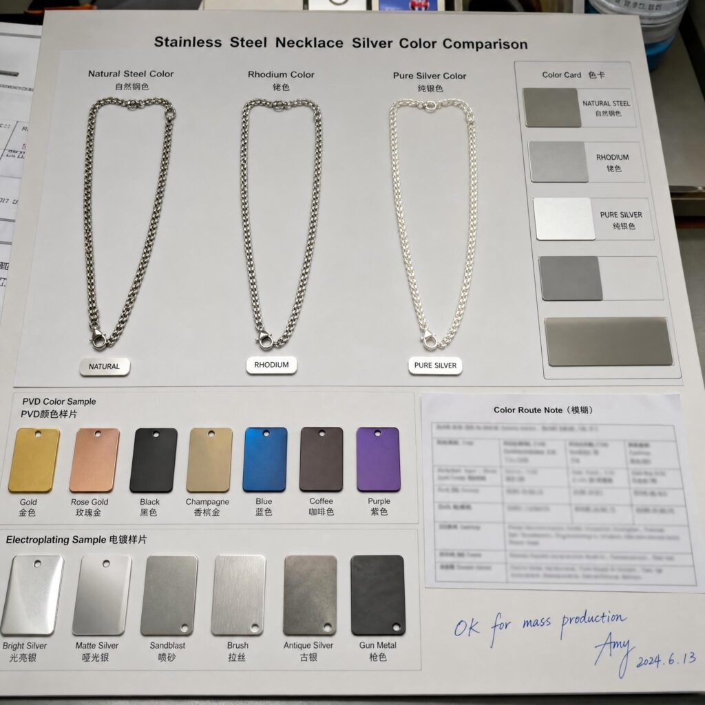 Stainless steel jewelry product sample