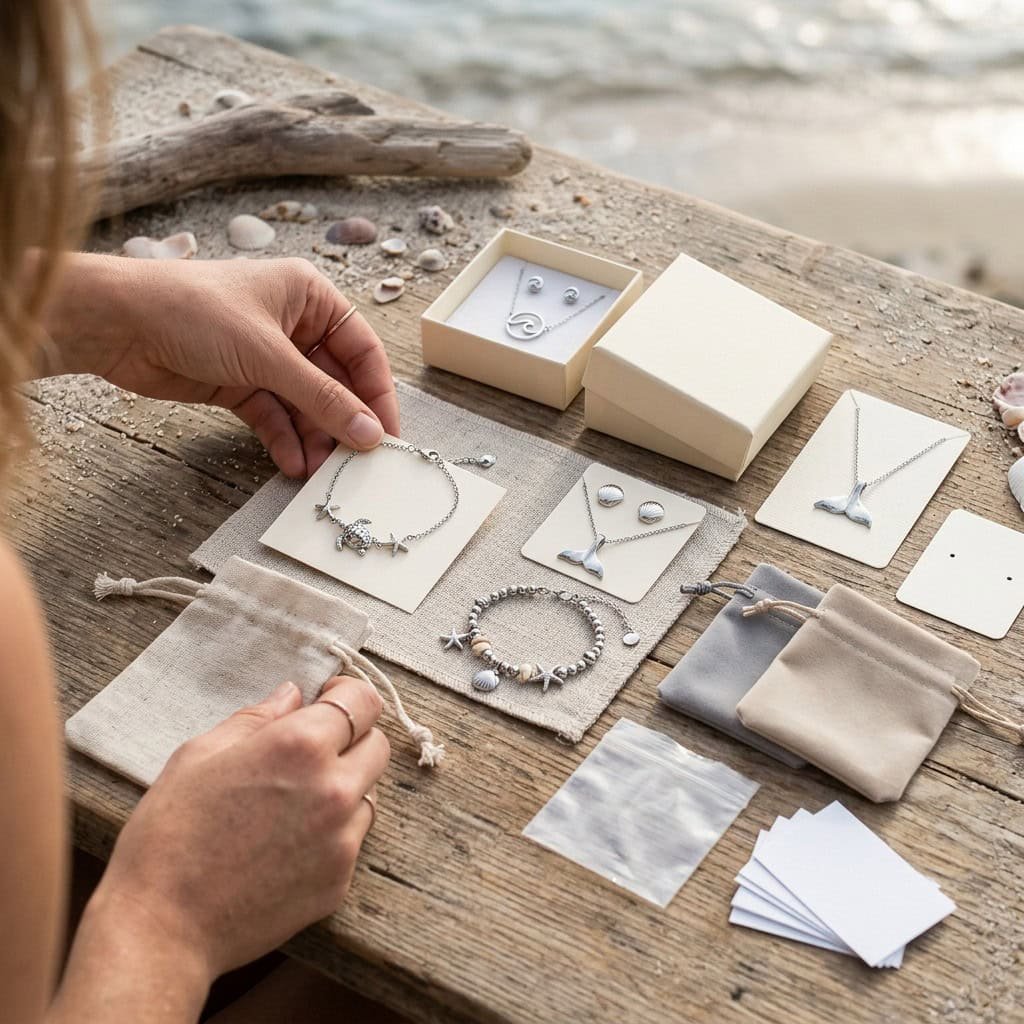 coastal dtc jewelry assortment packaging table