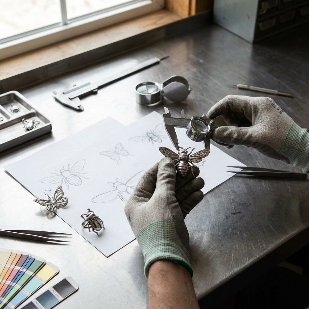 insect jewelry detail engineering review factory table