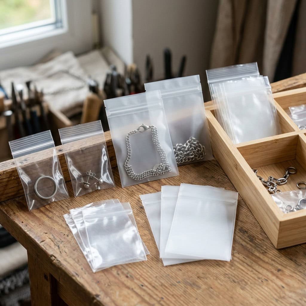 Protective bag size options for individual jewelry packaging
