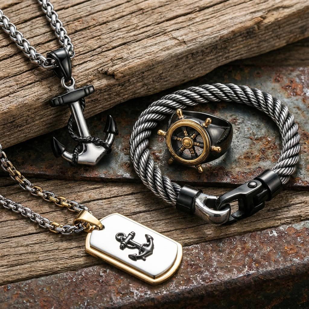 mens marine jewelry collection display