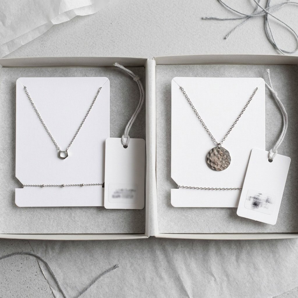 necklace set label control packaging table