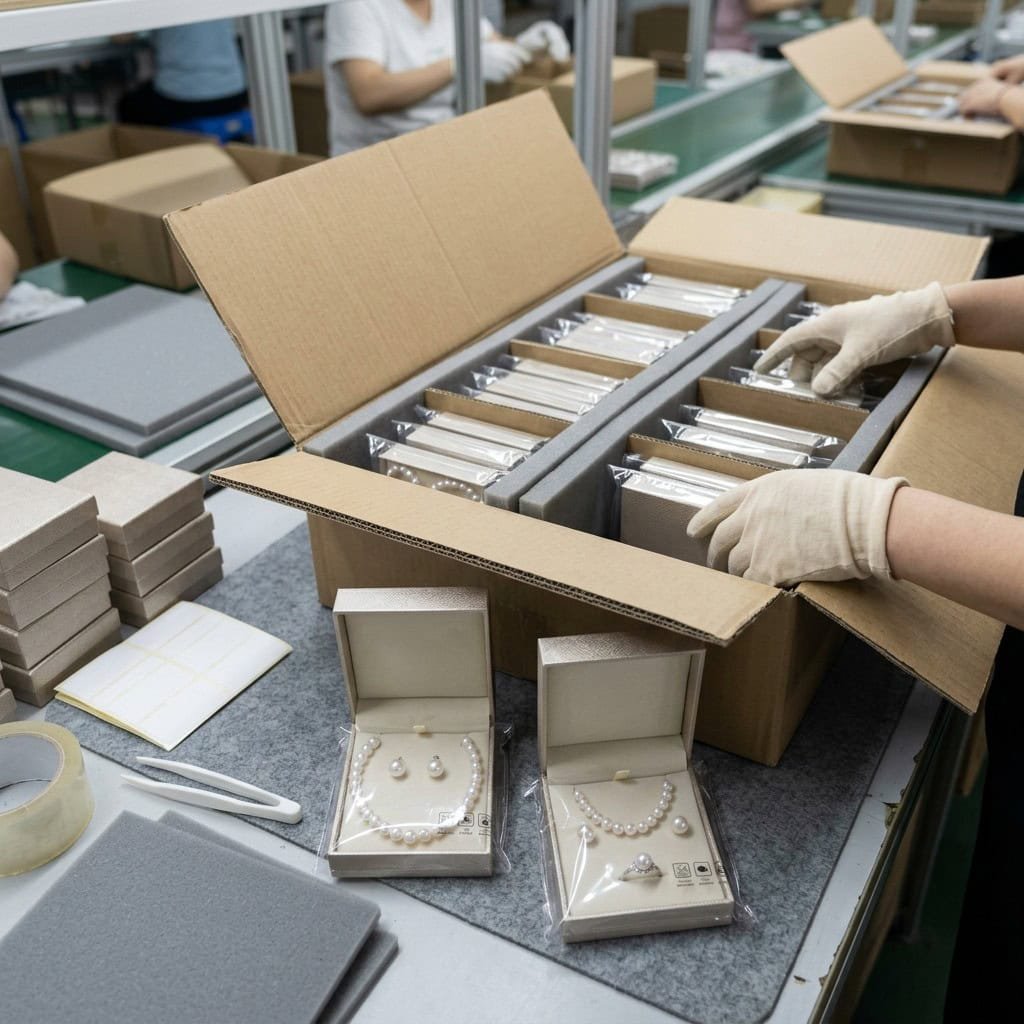 pearl set carton control shipping packaging