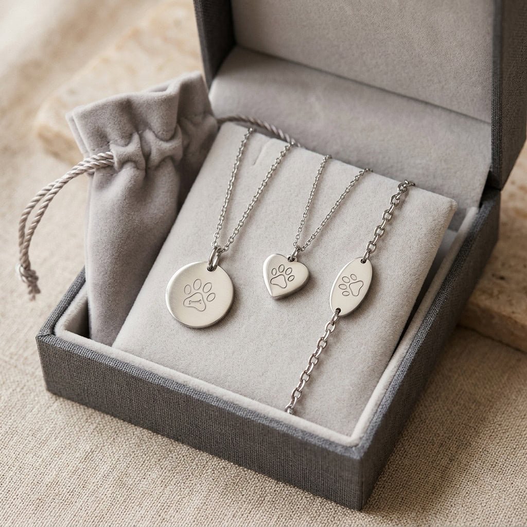 pet memorial jewelry product display