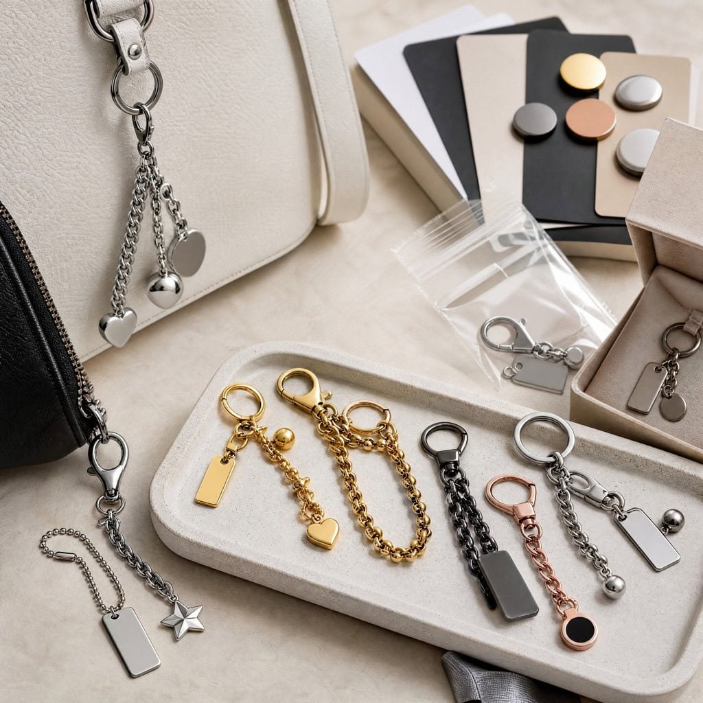 stainless steel bag charms collection hero display