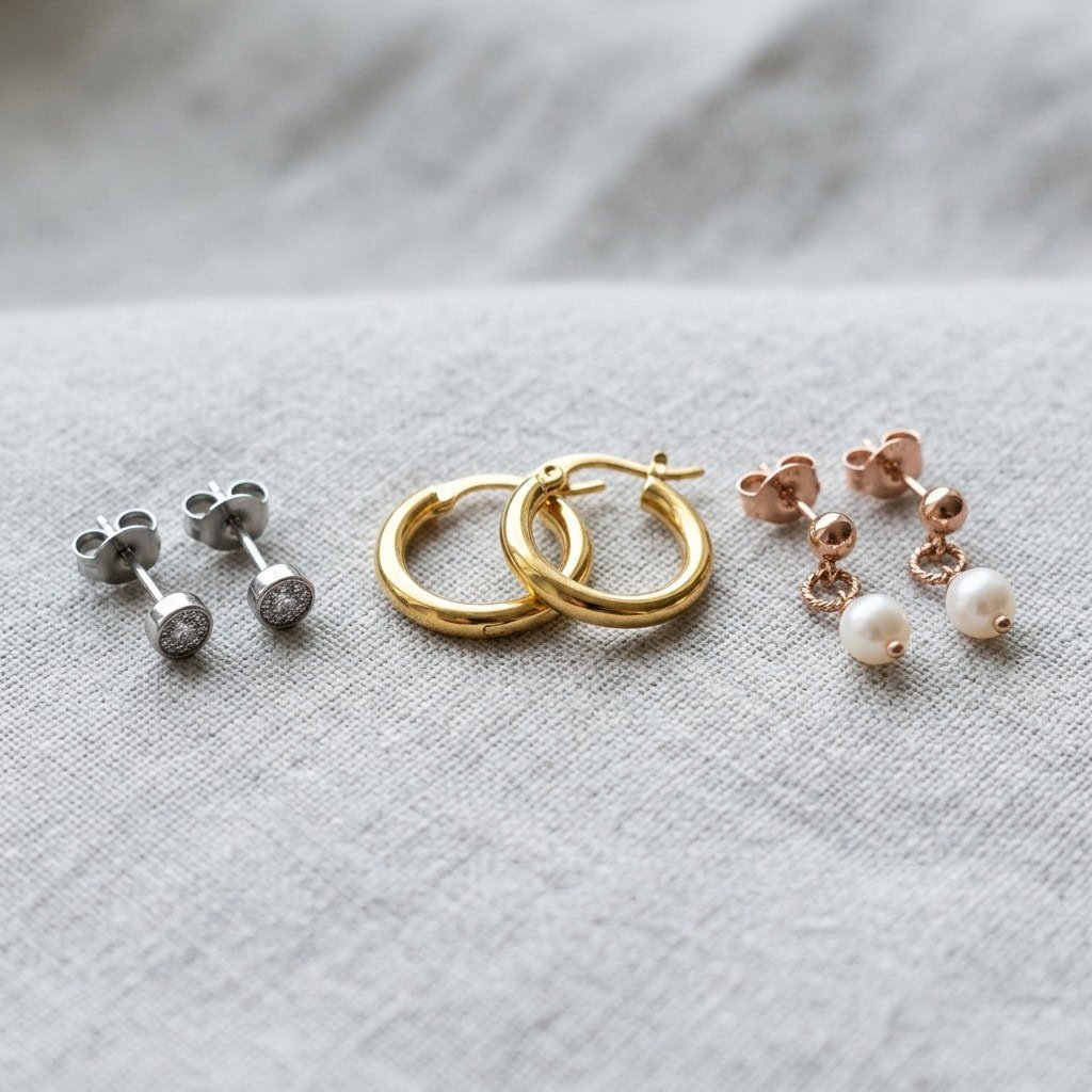 stainless steel earring collection product display