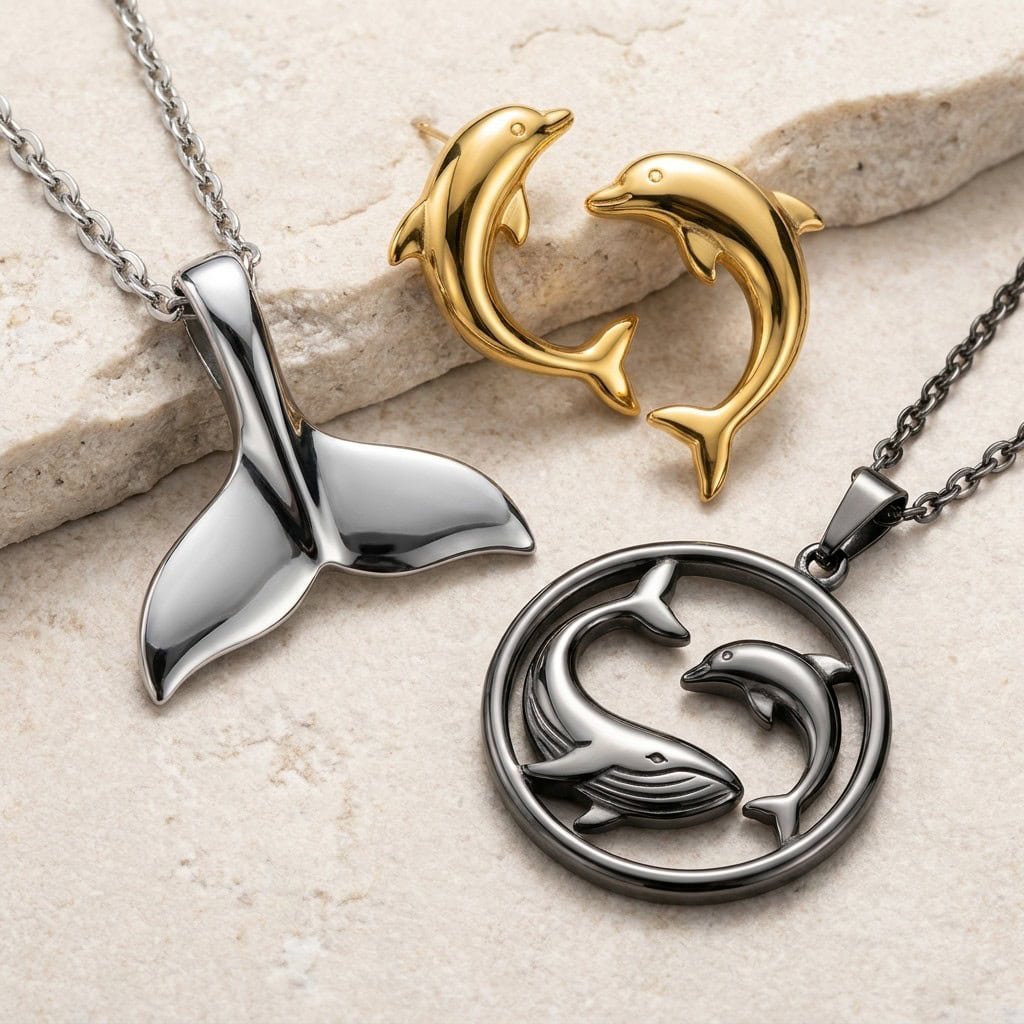 whale dolphin nautical jewelry product display