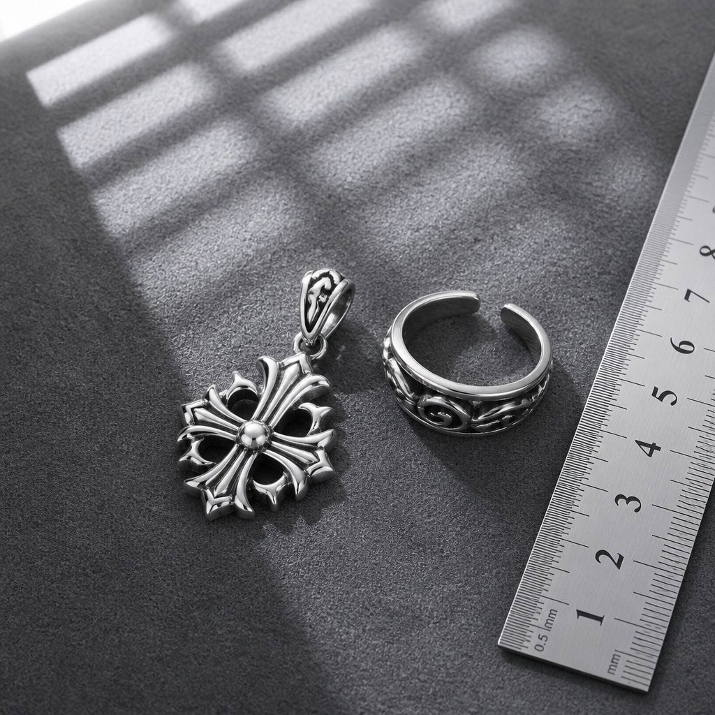 Complex stainless steel jewelry manufacturing details