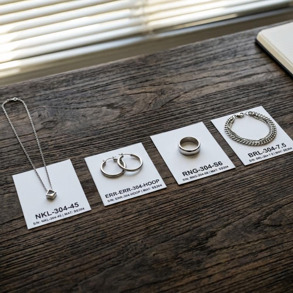 Stainless steel jewelry material verification samples
