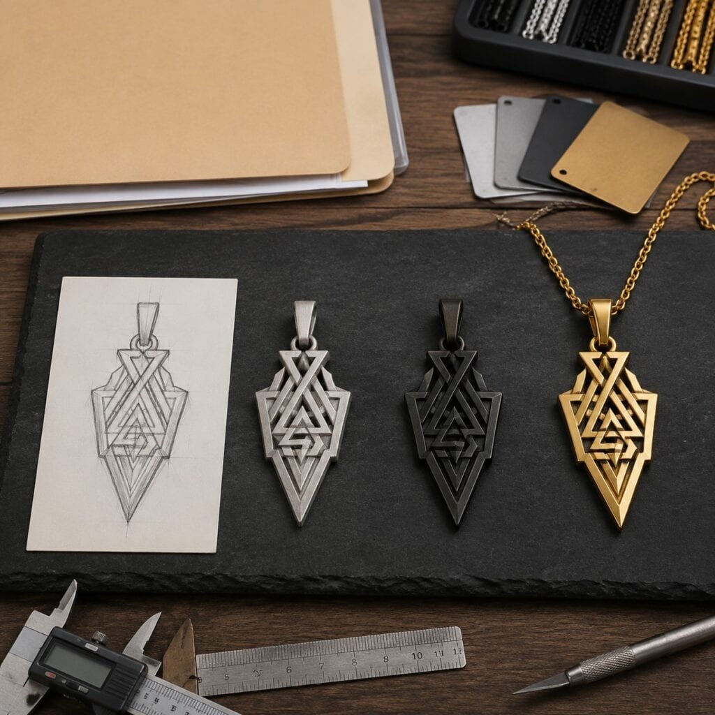 Custom Viking pendant sample development and approval stages