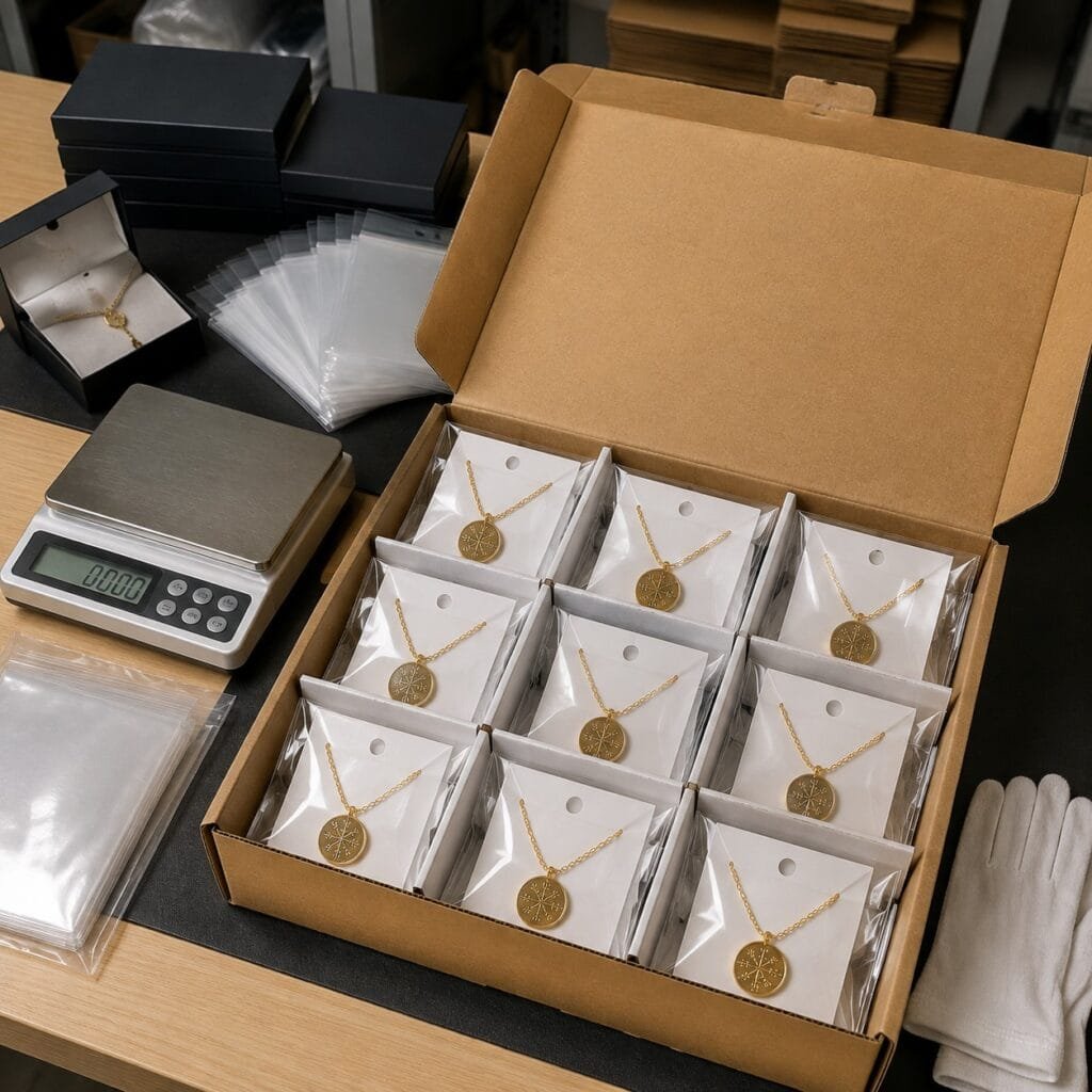 Export shipment preparation for stainless steel Viking jewelry