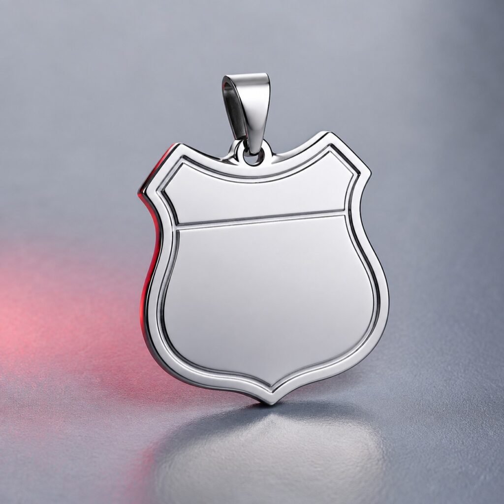 Blank highway-marker stainless steel pendant with polished rounded edges