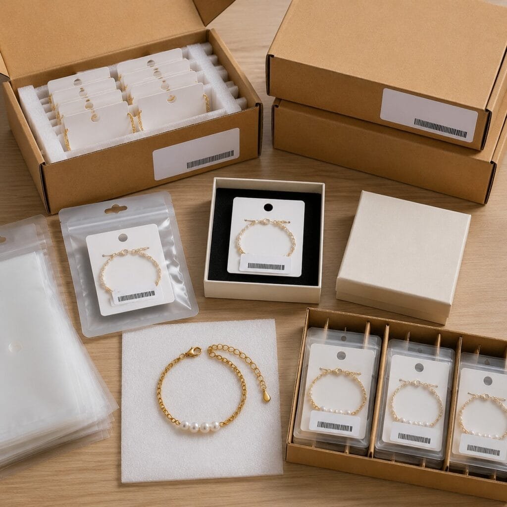 Stainless steel bracelets prepared with private-label packaging for export