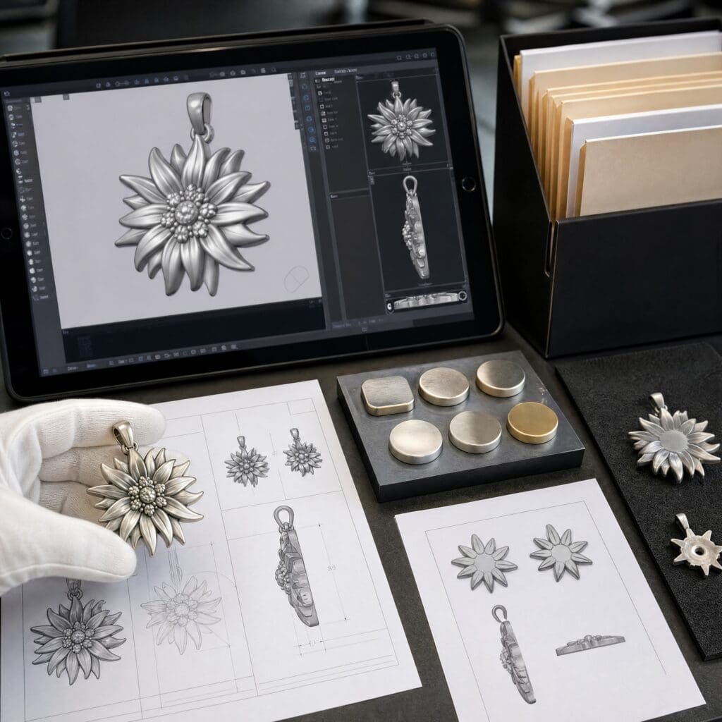 Authorized Edelweiss jewelry CAD and prototype review