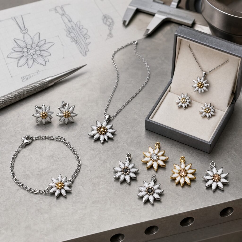 German Alpine Edelweiss stainless steel jewelry collection by Chicolink