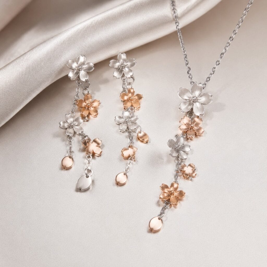 falling sakura petal jewelry motion design display