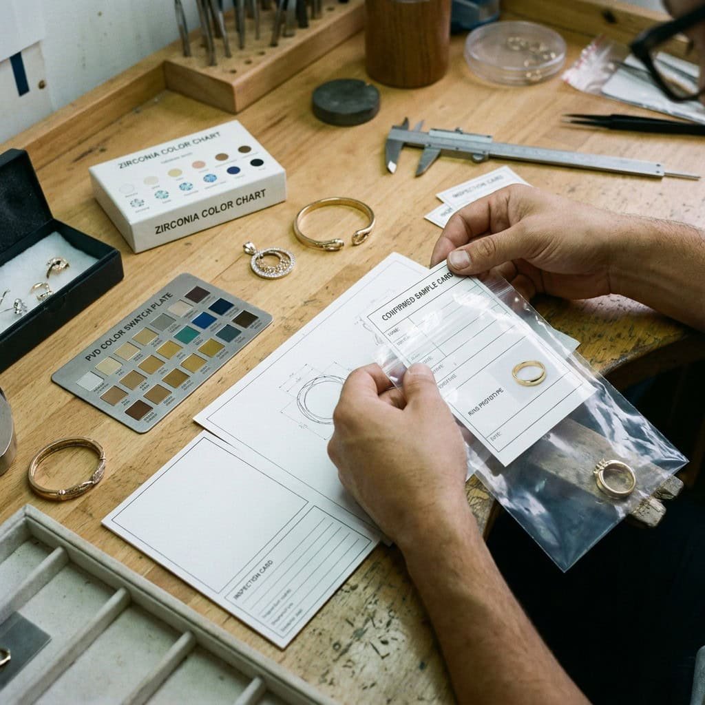 jewelry sample card approval archive worktable