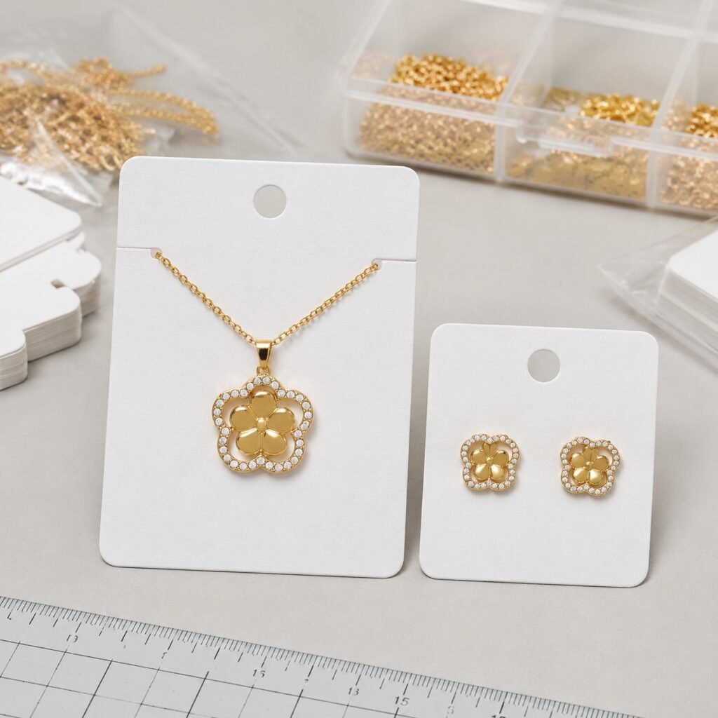 Private label Mugunghwa necklace and earring card packaging