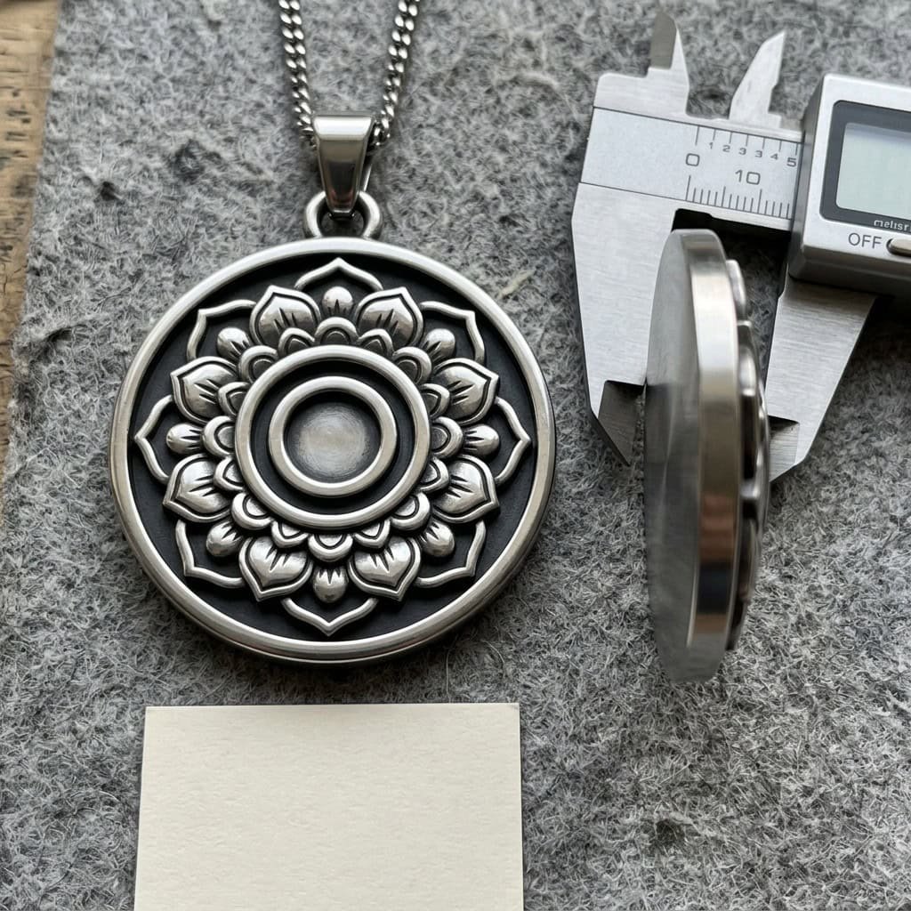 layered relief mandala pendant sample