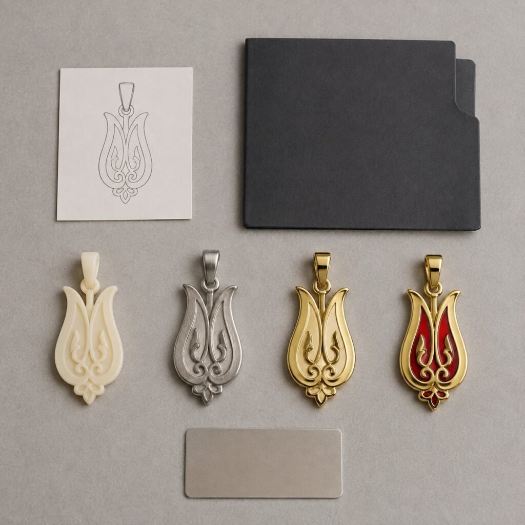 Custom Ottoman tulip pendant master sample development sequence