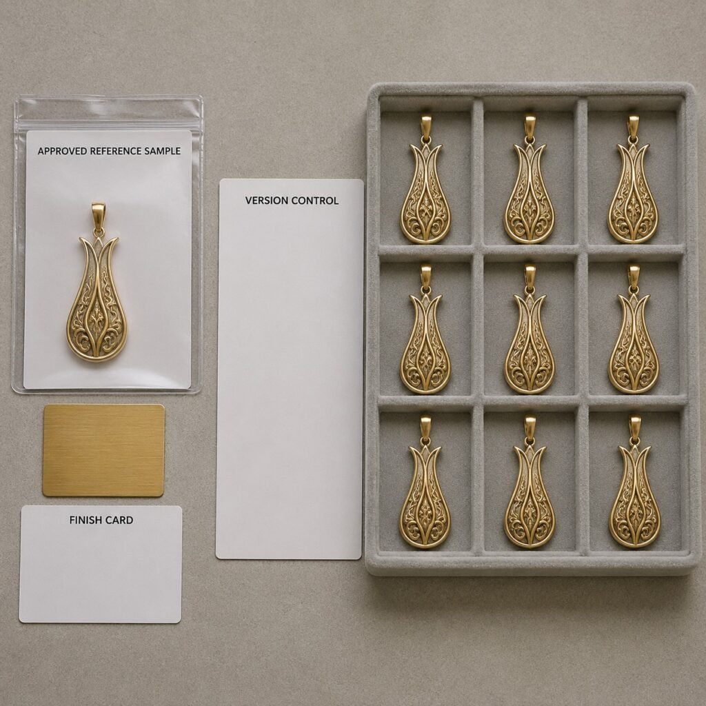 Ottoman tulip pendant approved sample and reorder batch traceability