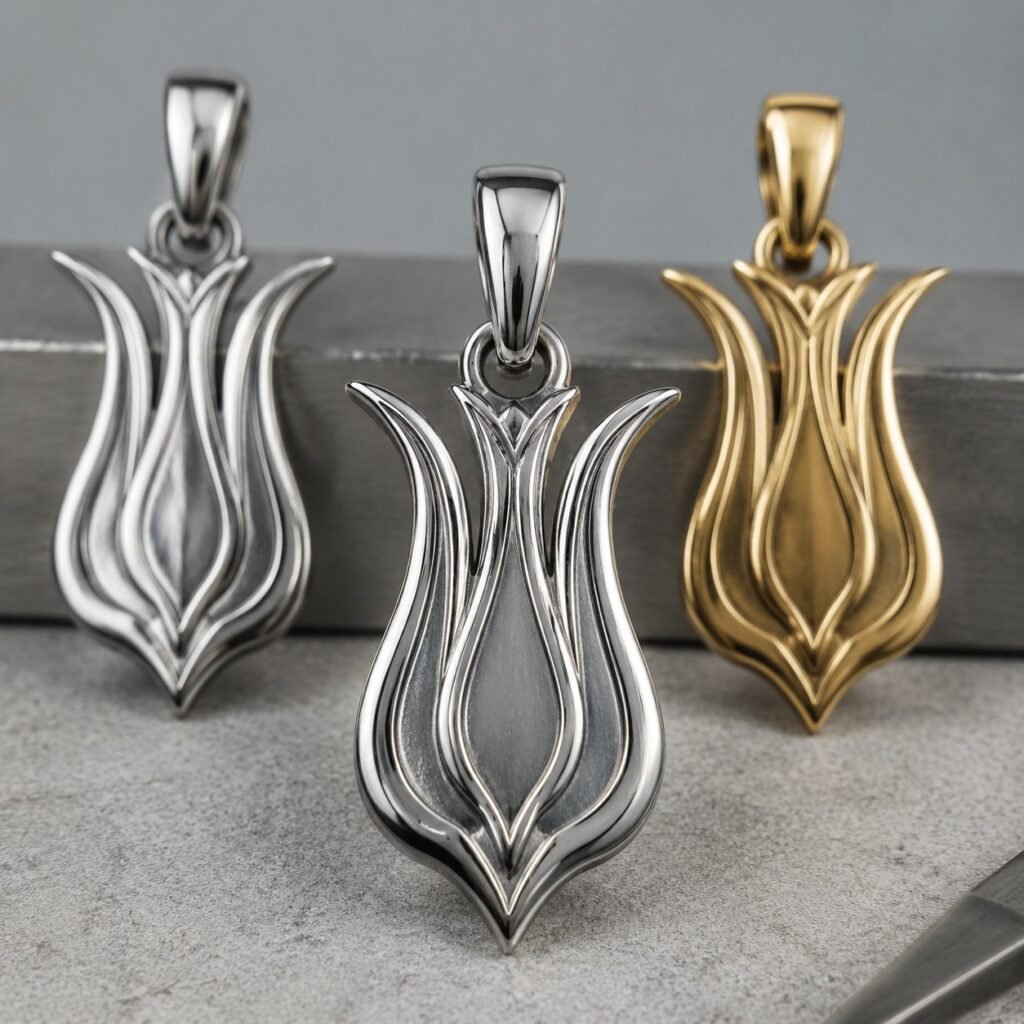 Stainless steel Ottoman tulip signature pendant samples