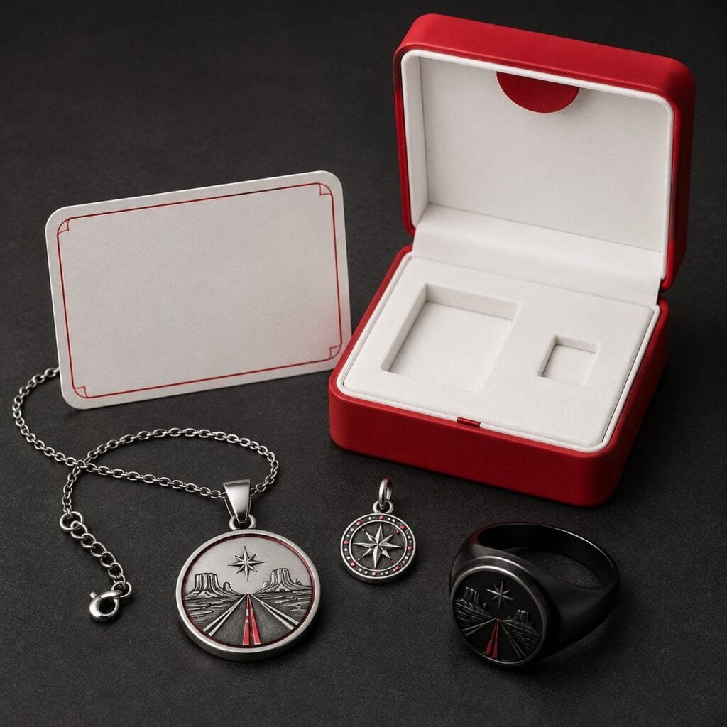 Commemorative American road trip stainless steel jewelry gift set