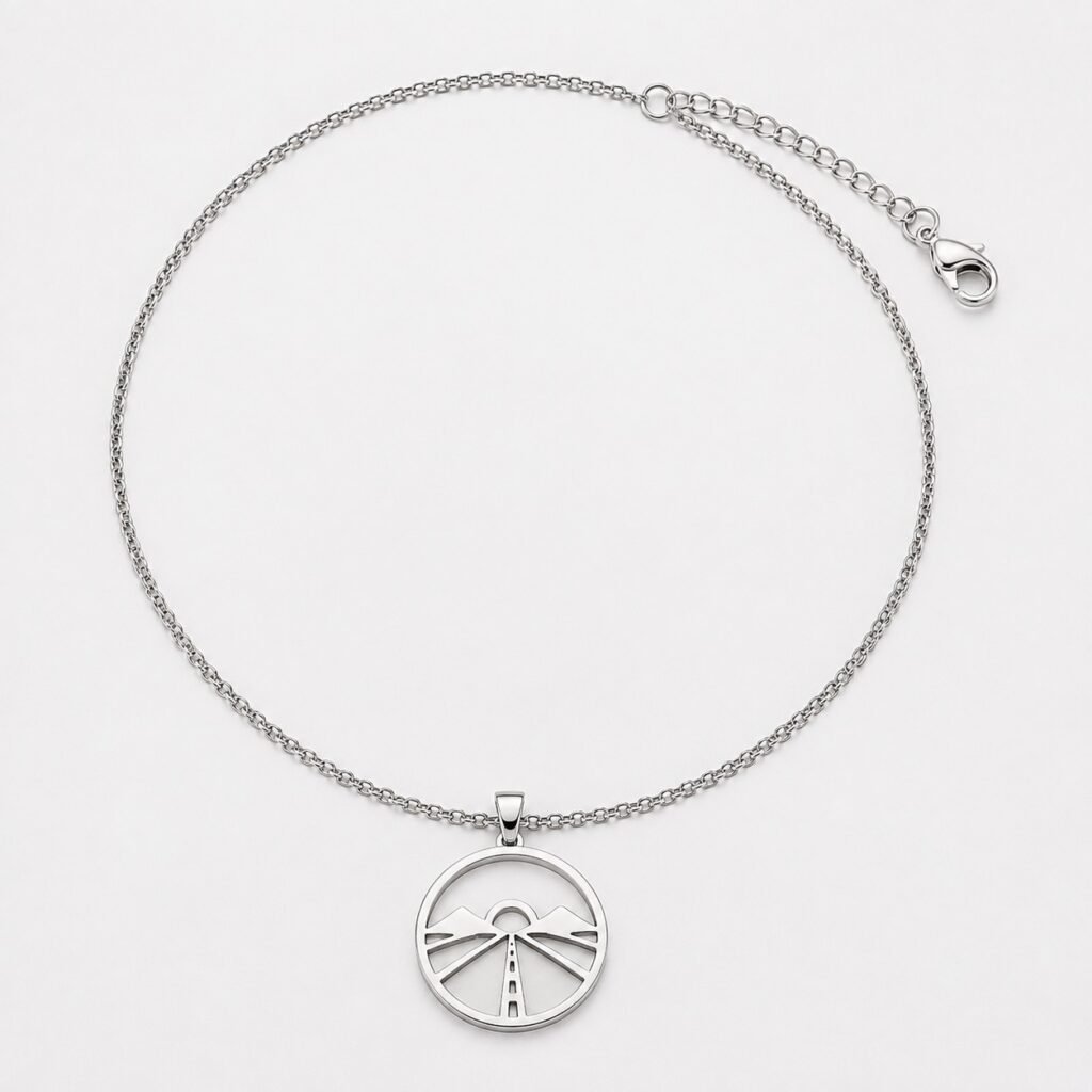 Road trip stainless steel pendant necklace with complete lobster clasp closure