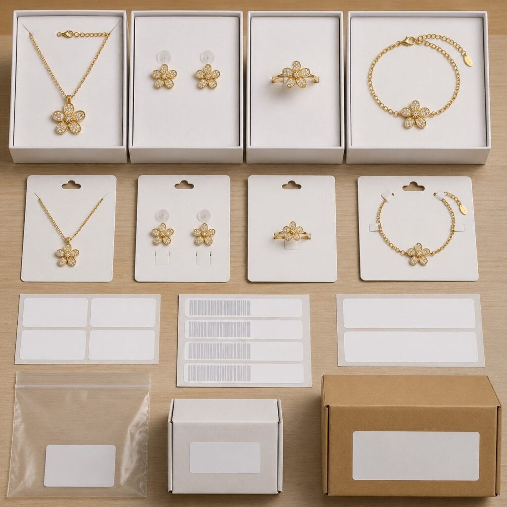 Sakura jewelry SKU barcode and sales channel label system