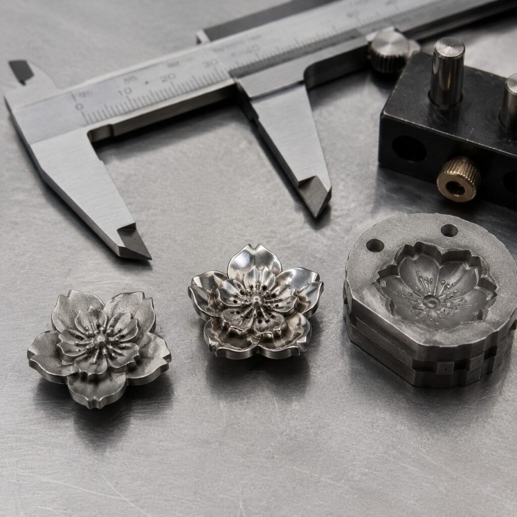 Raised sakura blossom casting and CNC process samples