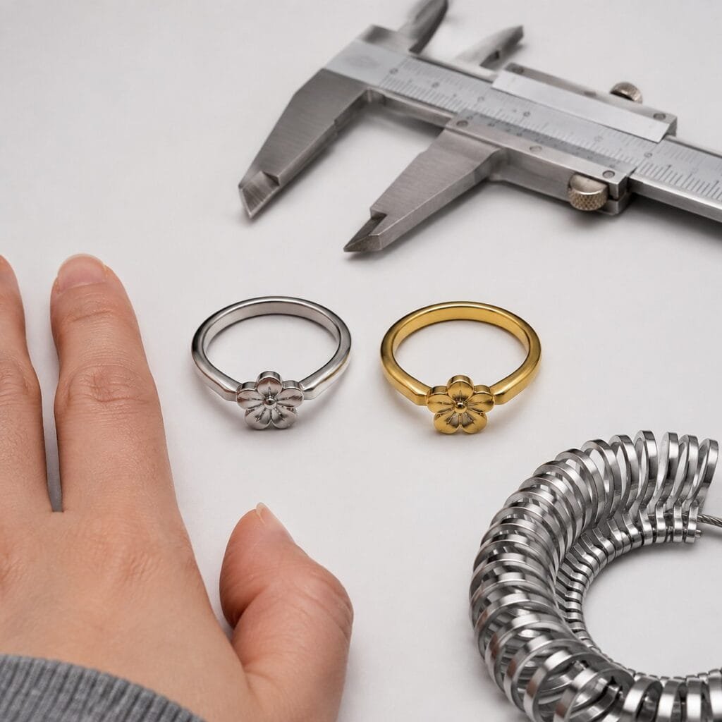 Stainless steel sakura ring size and sample review