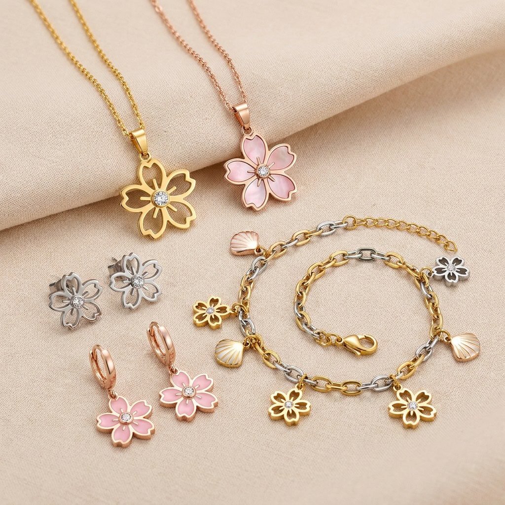sakura stainless steel jewelry collection product display