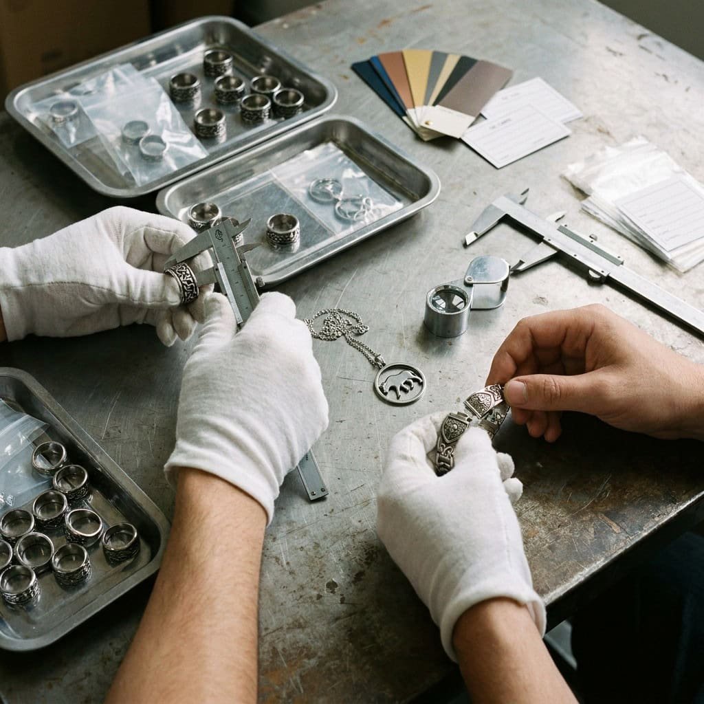 viking jewelry production qc inspection factory table