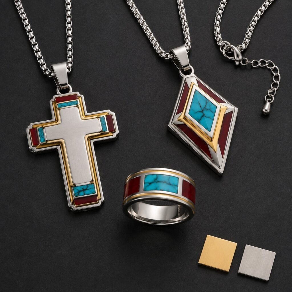 Western faith and Southwestern color stainless steel jewelry development samples