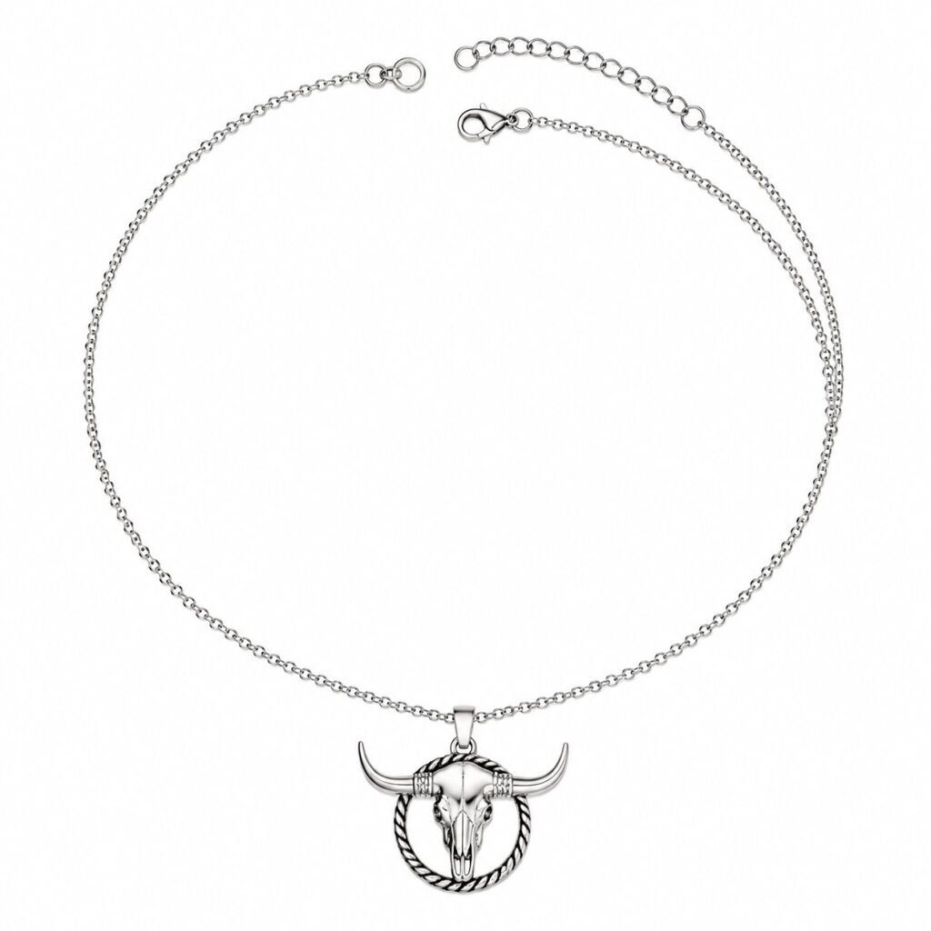 Western stainless steel pendant necklace with complete adjustable lobster clasp closure